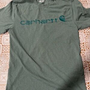 Carhartt Short-Sleeve Logo Tee in Olive Green